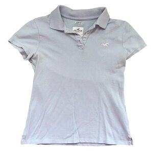 Hollister Light Blue Stretch Polo Shirt Size: Small